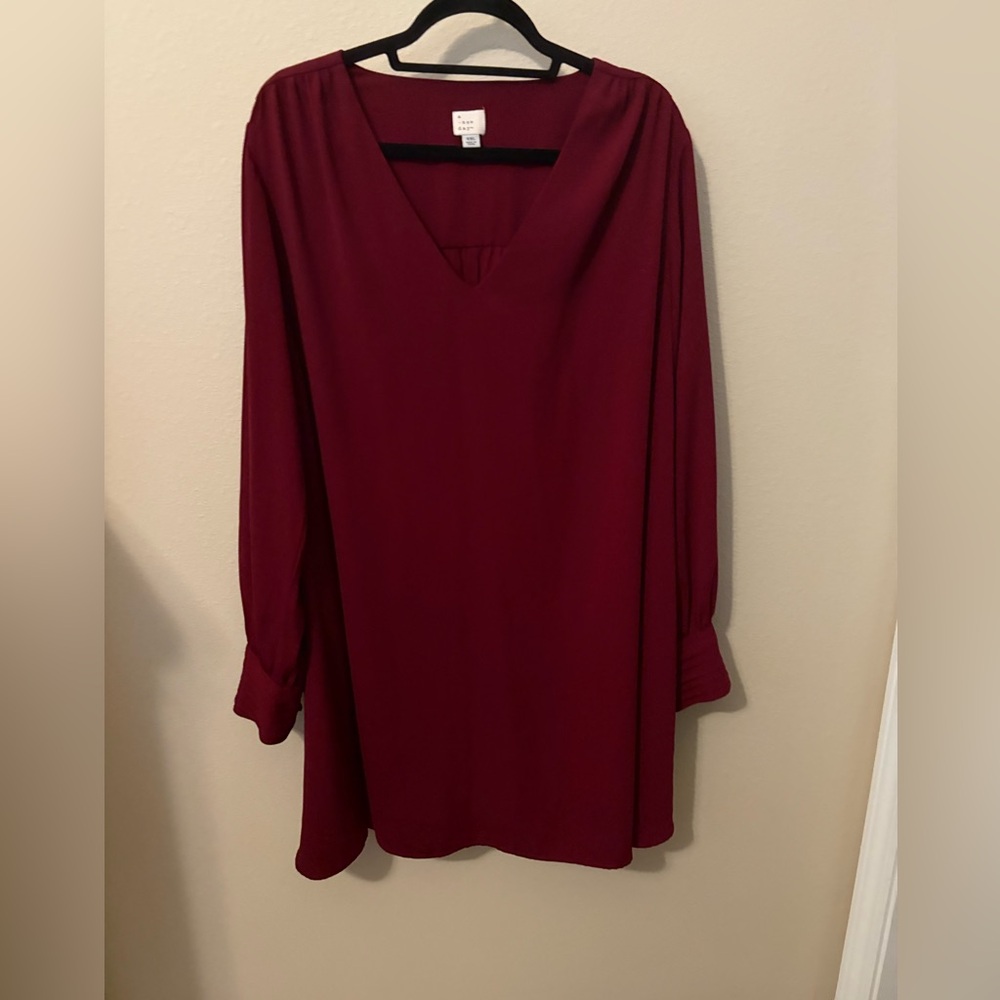 a new day Deep Red V-Neck Blouse